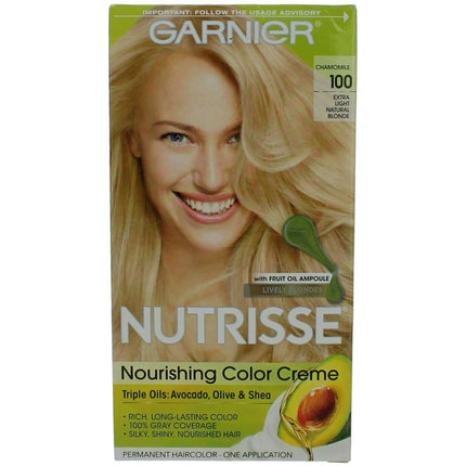 Garnier Women's Permanent Hair Color Kit - Nutrisse Coloring Creme, Chamomile 100 ,