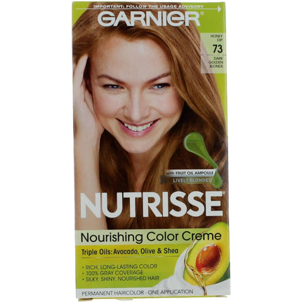 Garnier Women's Permanent Hair Color Kit - Nutrisse Coloring Creme, Honey Dip 73 ,