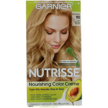 Garnier Women's Permanent Hair Color Kit - Nutrisse Coloring Creme, Macadamia 90 ,