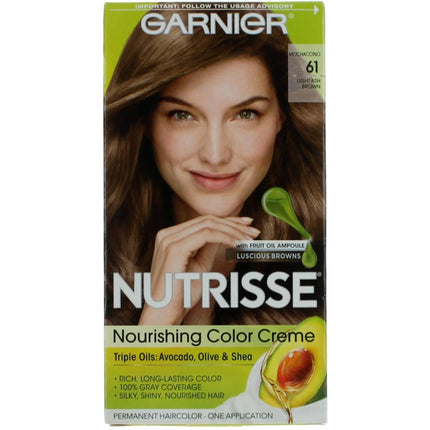Garnier Women's Permanent Hair Color Kit - Nutrisse Coloring Creme, Mochaccino 61 ,