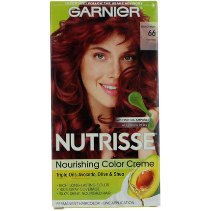 Garnier Women's Permanent Hair Color Kit - Nutrisse Coloring Creme, Pomegranate 66 ,