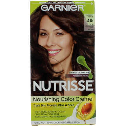 Garnier Women's Permanent Hair Color - Nutrisse Coloring Creme, Raspberry Truffle 415 ,