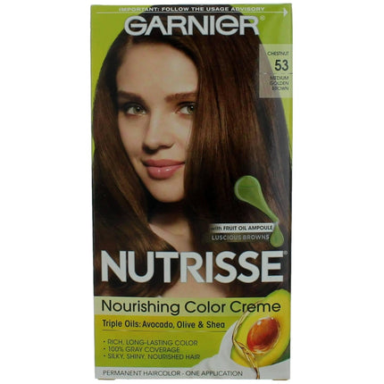 Garnier Women's Permanent Hair Color - Nutrisse Nourishing Coloring Creme, Chestnut 53 ,
