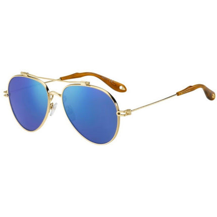 Givenchy Unisex Sunglasses - Gold Frame Blue Mirror Lens | GIVENCHY GV7057/S LKS/T5 ,