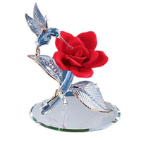 Glass Baron Hummingbird w/Rose Red Figurine ,