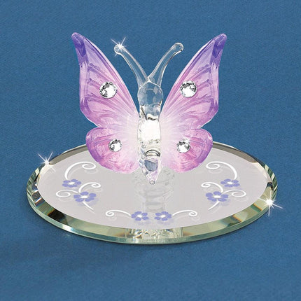 Glass Baron Lavender Butterfly w/Crystals Figurine ,