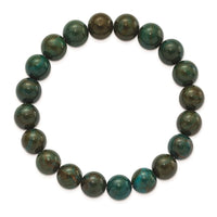 Green Eye Agate Beaded Stretch Bracelet ,