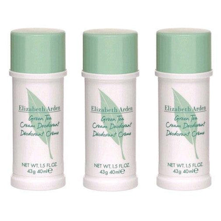 Green Tea by Elizabeth Arden, 3x1.5 oz (4.5 oz total) Cream Deodorant for Women ,
