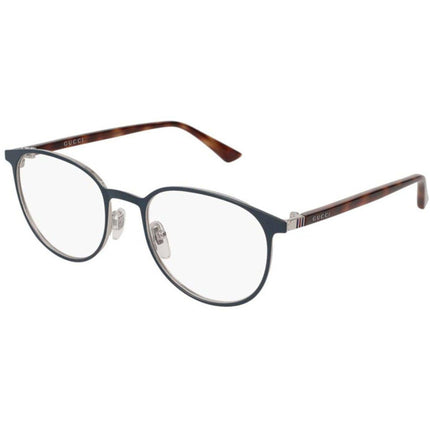Gucci Men's Eyeglasses - Blue Metal Full Rim Round Frame Demo Lens | GUCCI GG0293O 004 ,