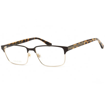 Gucci Men's Eyeglasses - Full Rim Brown/Havana/Gold Rectangular Frame | GG0383O 005 ,
