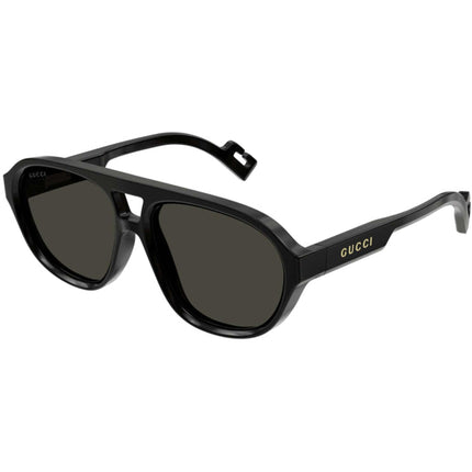 Gucci Men's Sunglasses - Black Injection Full Rim Pilot Frame Grey Lens | GG1239S 004 ,