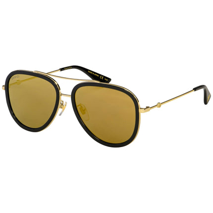 Gucci Men's Sunglasses - Full Rim Black and Gold Metal Pilot Frame | GG0062S 001 ,