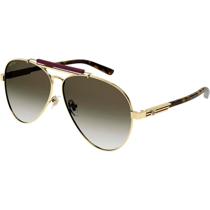 Gucci Men's Sunglasses - Gold Metal Aviator Frame Brown Gradient Lens | GG1287S 002 ,