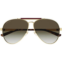 Gucci Men's Sunglasses - Gold Metal Aviator Frame Brown Gradient Lens | GG1287S 002 ,