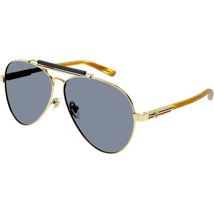 Gucci Men's Sunglasses - Gold Metal Aviator Full Rim Frame Grey Lens | GG1287S 004 ,