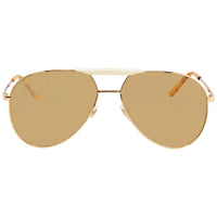Gucci Men's Sunglasses - Gold Pilot Metal Frame Beige Brown Lens | GG0242S-30002405004 ,