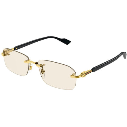Gucci Men's Sunglasses - Gold Rectangular Rimless Frame Yellow Lens | GG1221S 005 ,