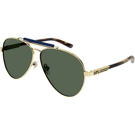 Gucci Men's Sunglasses - Green Lens Full Rim Gold Metal Pilot Frame | GG1287S 003 ,