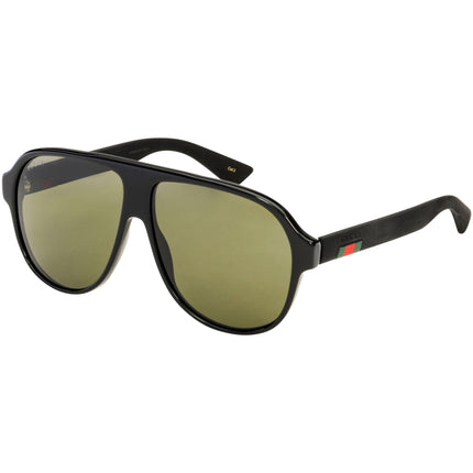 Gucci Men's Sunglasses - Green Nylon Lens Full Rim Black Acetate Frame | GG0009S 001 ,