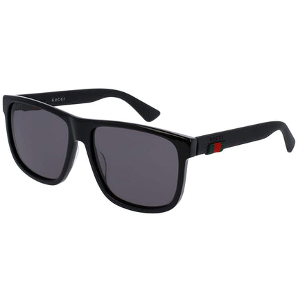 Gucci Men's Sunglasses - Grey Lens Black Acetate Square Shaped Frame | GG0010S 001 ,