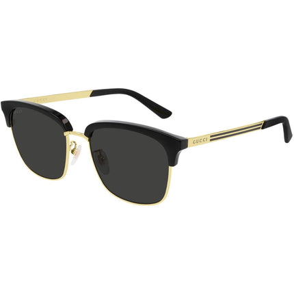 Gucci Men's Sunglasses - Grey Nylon Lens Black and Gold Square Frame | GG0697S 001 ,