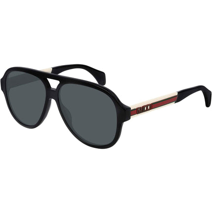 Gucci Men's Sunglasses - Grey Nylon Lens Black and White Acetate Frame | GG0463S 002 ,