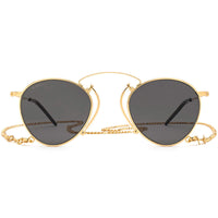 Gucci Men's Sunglasses - Grey Plastic Lens Gold and White Metal Frame | GG1034S 002 ,