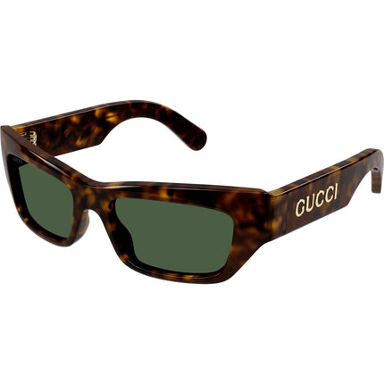 Gucci Men's Sunglasses - Havana Acetate Cat Eye Shape Frame Green Lens | GG1296S 004 ,