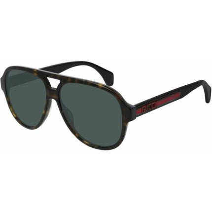 Gucci Men's Sunglasses - Havana Pilot Shape Frame Grey Green Lens | GG0463S 003 ,