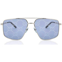 Gucci Men's Sunglasses - Mirrored Lens Silver Pilot Shaped Metal Frame | GG0941S 004 ,