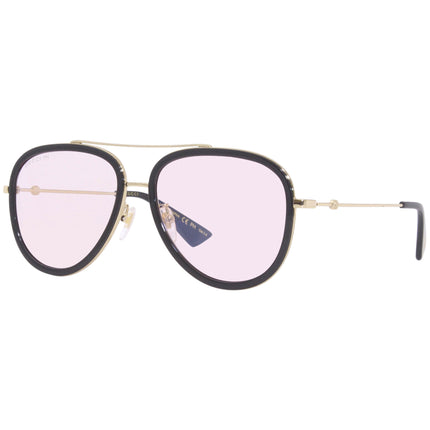 Gucci Men's Sunglasses - Pink Photochromic Lens Black and Gold Frame | GG0062S 019 ,