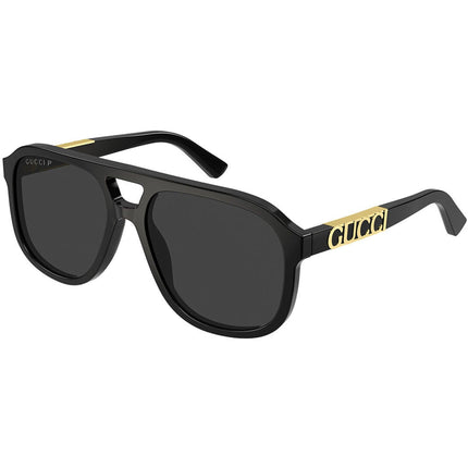 Gucci Men's Sunglasses - Polarized Lens Black Acetate Pilot Shaped Frame | GG1188S 001 ,