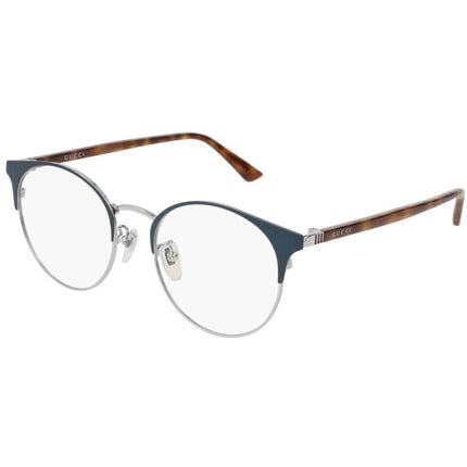 Gucci Unisex Eyeglasses - Blue Full Rim Round Frame Demo Lens | GUCCI GG0298OK 004 ,