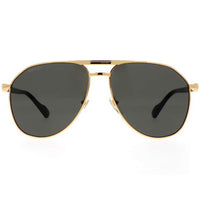 Gucci Unisex Sunglasses - Full Rim Gold and Black Pilot Metal Frame | GG1220S 001 ,