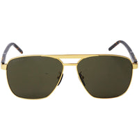 Gucci Unisex Sunglasses - Green Lens Gold and Havana Pilot Metal Frame | GG1164S 004 ,