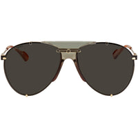 Gucci Unisex Sunglasses - Grey Lens Full Rim Metal Pilot Shaped Frame | GG0740S 001 ,