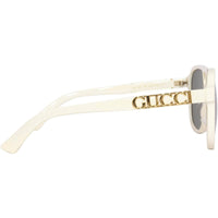 Gucci Unisex Sunglasses - Ivory Acetate Pilot Shape Frame Green Lens | GG1188S 005 ,