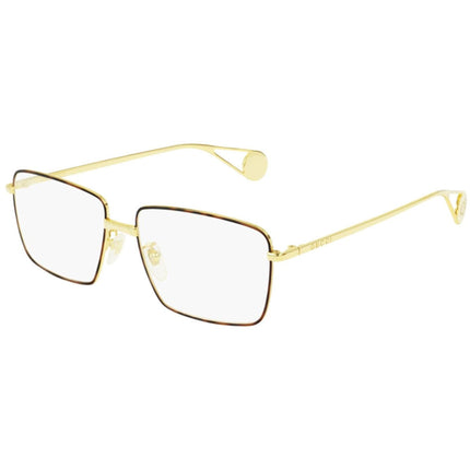 Gucci Women's Eyeglasses - Gold Metal Rectangular Frame Demo Lens | GUCCI GG0439O 006 ,