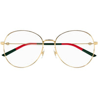Gucci Women's Eyeglasses - Gold Metal Round Full Rim Frame Demo Lens | GG1201O 001 ,