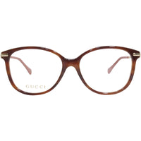 Gucci Women's Eyeglasses - Havana Plastic/Metal Cat Eye Frame Demo Lens | GG0967O 002 ,