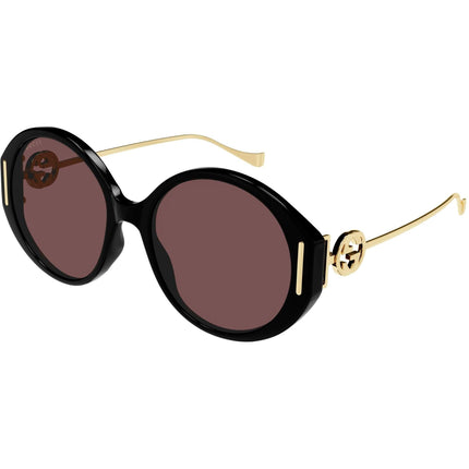 Gucci Women's Sunglasses - Black Acetate/Metal Oval Frame Brown Lens | GG1202SK 001 ,