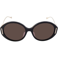 Gucci Women's Sunglasses - Black Acetate/Metal Oval Frame Brown Lens | GG1202SK 001 ,