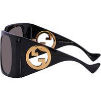 Gucci Women's Sunglasses - Black Recycled Acetate Wrap Frame Grey Lens | GG1255S 001 ,
