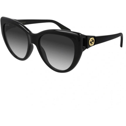 Gucci Women's Sunglasses - Full Rim Black Plastic Cat Eye Shape Frame | GG0877S 001 ,