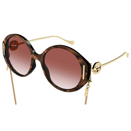 Gucci Women's Sunglasses - Full Rim Brown Plastic Round Frame | GUCCI GG1202S 004 ,