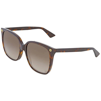 Gucci Women's Sunglasses - Full Rim Dark Havana Acetate Square Frame | GG0022S 003 ,