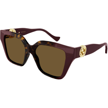 Gucci Women's Sunglasses - Full Rim Havana Plastic Square Frame | GUCCI GG1023S 009 ,