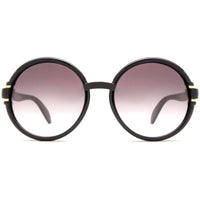 Gucci Women's Sunglasses - Full Rim Shiny Black Plastic Round Frame | GG1067S 001 ,