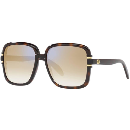 Gucci Women's Sunglasses - Full Rim Shiny Dark Havana Acetate Square | GG1066S 002 ,