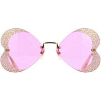 Gucci Women's Sunglasses - Gold and White Metal Butterfly Shape Frame | GG0897S 001 ,